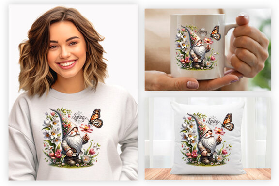 Spring Gnome Sublimation Clipart PNG, Spring Sublimation PNG