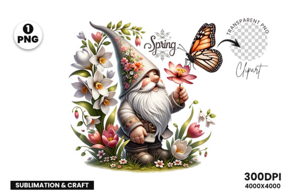 Spring Gnome Sublimation Clipart PNG, Spring Sublimation PNG