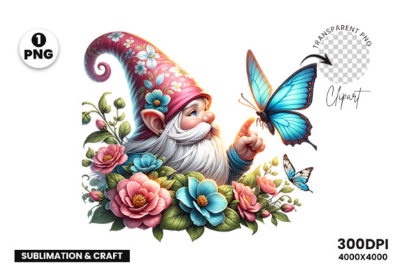 Spring Gnome Sublimation Clipart PNG, Spring Sublimation PNG