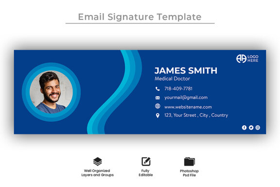 Email signature template design and professional footer banner template