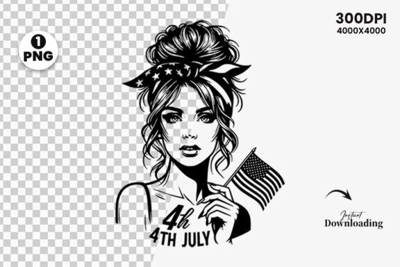 4th July American Day SVG Clipart, Woman Sublimation t-shirt Design