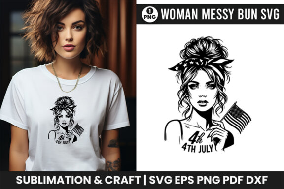 4th July American Day SVG Clipart, Woman Sublimation t-shirt Design