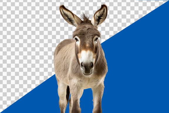 Close up of a donkey on transparent background PNG image
