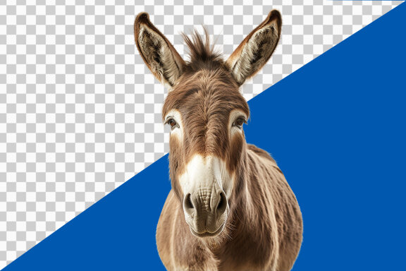 Close up of a donkey on transparent background PNG image