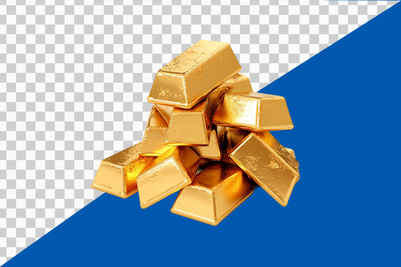 Stack of gold bars on transparent background PNG image