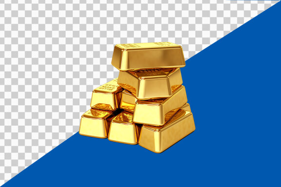 Stack of gold bars on transparent background PNG image