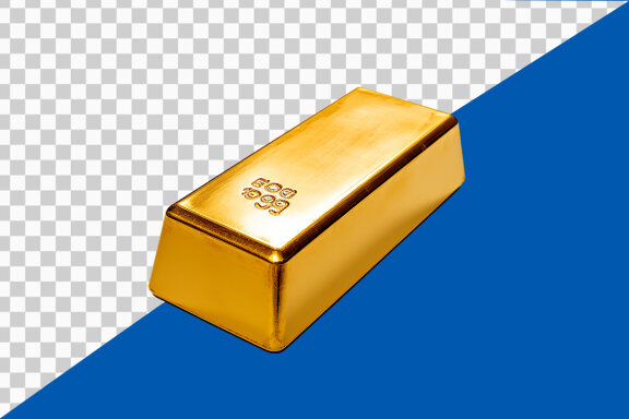 Stack of gold bars on transparent background PNG image