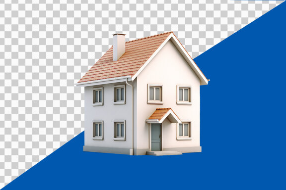 New house with roof on transparent background PNG image