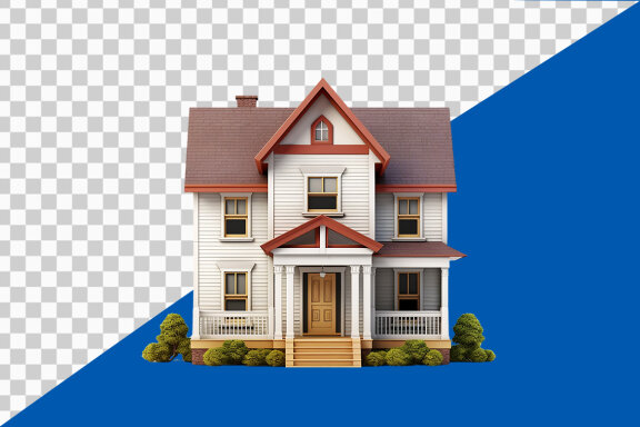 New house with roof on transparent background PNG image