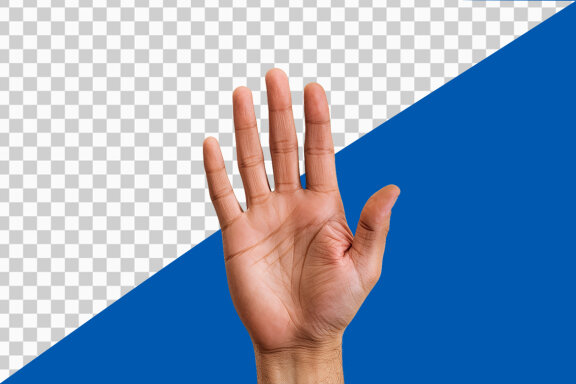 Hand raised on transparent background PNG image