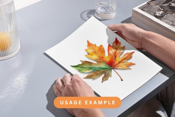 set of autumn leaves watercolor illustration