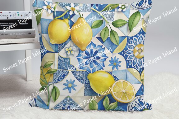 6 FREE Digital Papers - Lemons And Tiles