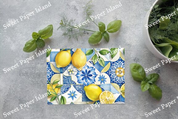 6 FREE Digital Papers - Lemons And Tiles