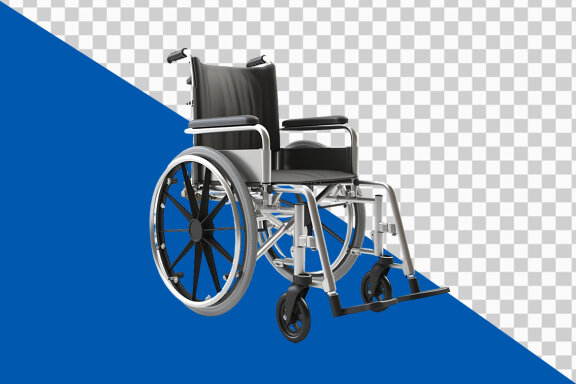Wheelchair for disable persons on transparent background