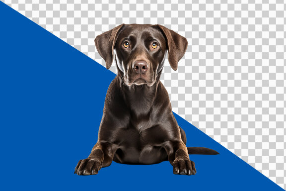 Black Labrador retriever puppy on transparent background PNG image
