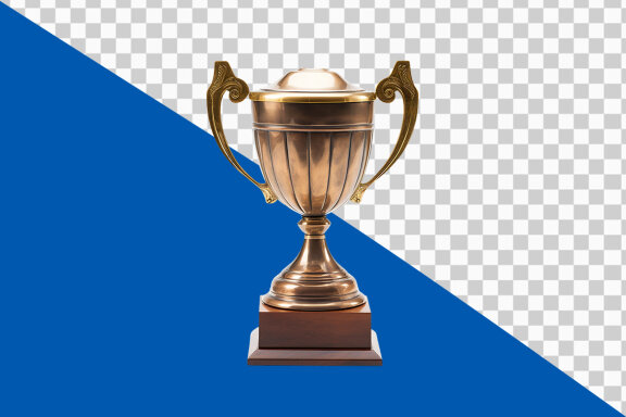 Gold trophy cup on transparent background