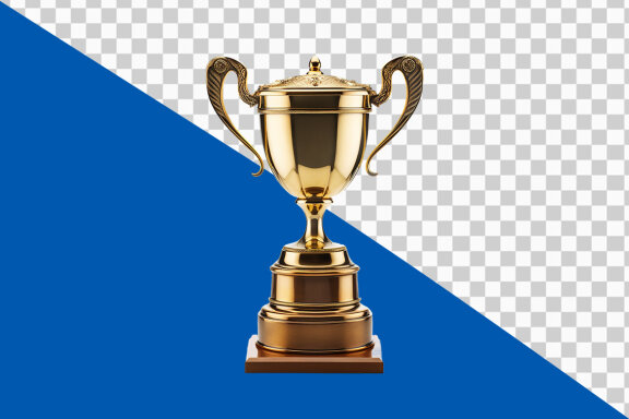 Gold trophy cup on transparent background
