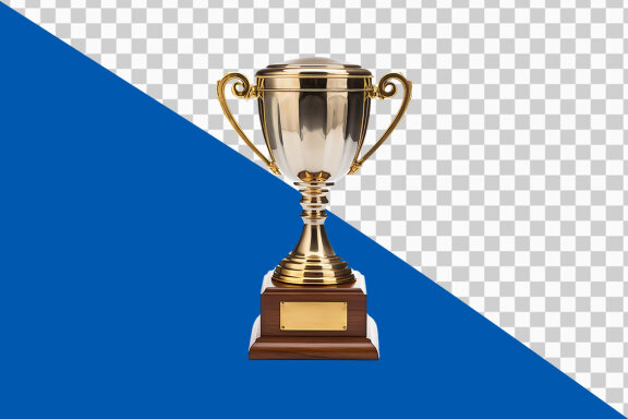 Gold trophy cup on transparent background