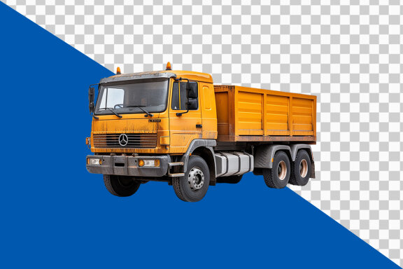 Yellow truck on transparent background PNG image