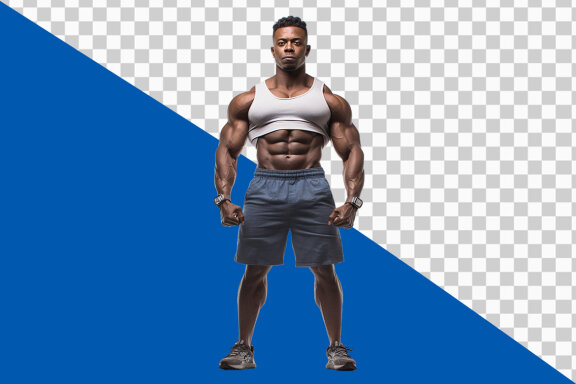 Portrait of a muscular man on transparent background PNG image