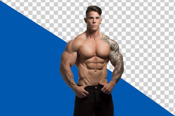 Portrait of a muscular man on transparent background PNG image