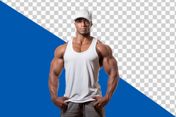 Portrait of a muscular man on transparent background PNG image