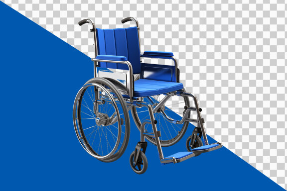 Wheelchair for disable persons on transparent background