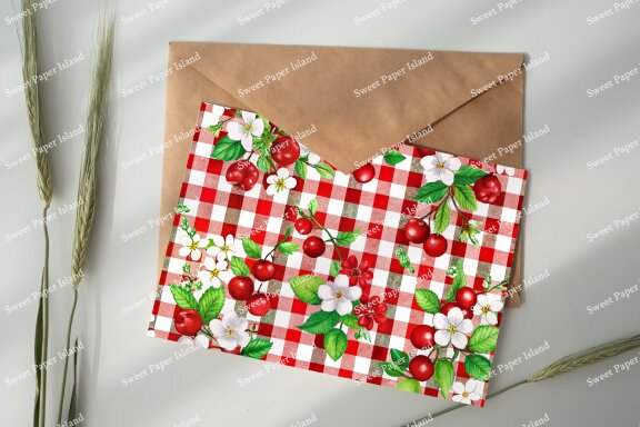Pack Of 6 Digital Papers - Cherry Garden In Watercolor