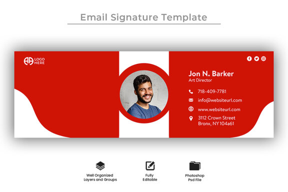 Email signature template design and professional footer banner template