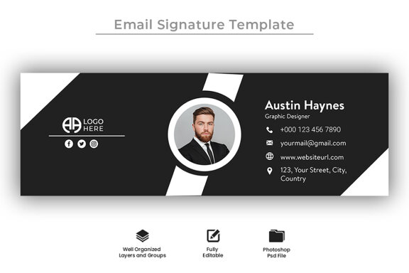 Email signature template design and professional footer banner template