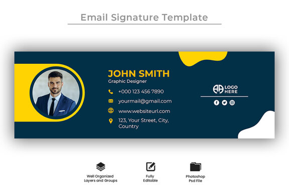 Email signature template design and professional footer banner template