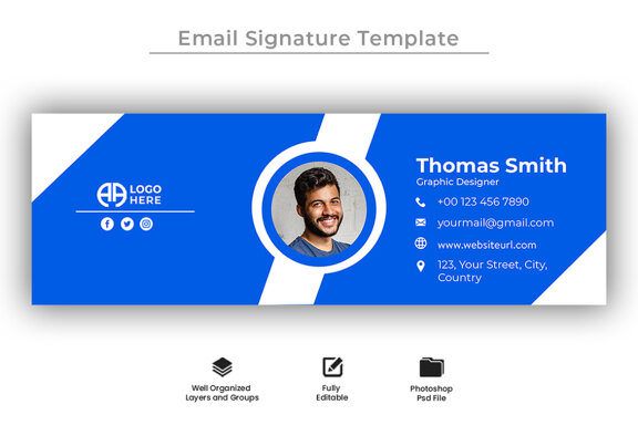 Email signature template design and professional footer banner template
