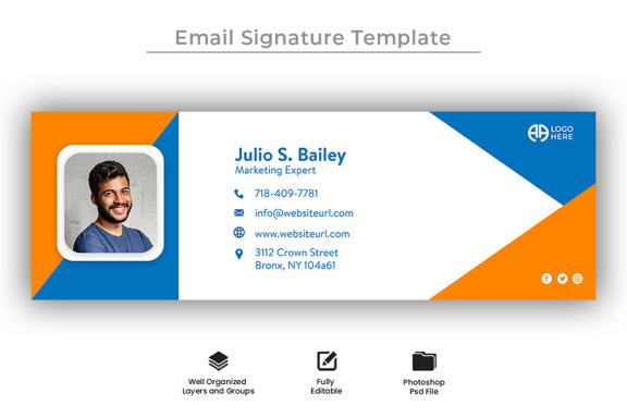 Email signature template design and professional footer banner template