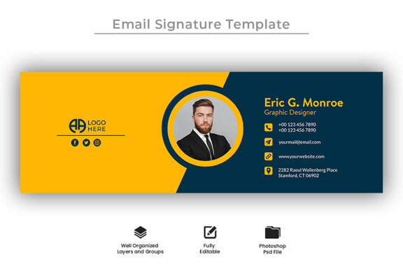 Email signature template design and professional footer banner template