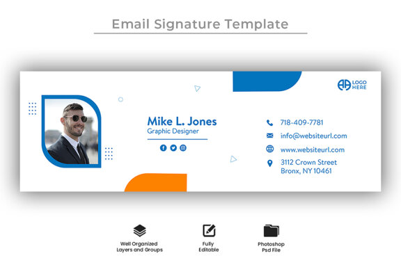 Email signature template design and professional footer banner template
