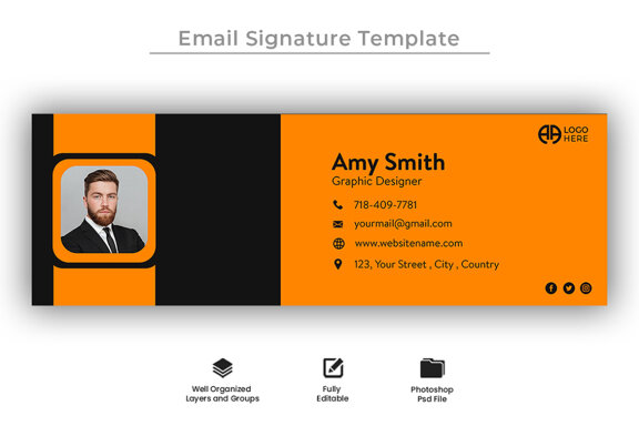 Email signature template design and professional footer banner template