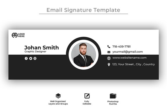 Email signature template design and professional footer banner template
