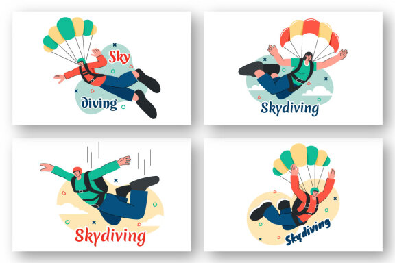 9 Skydiving Sport Illustration