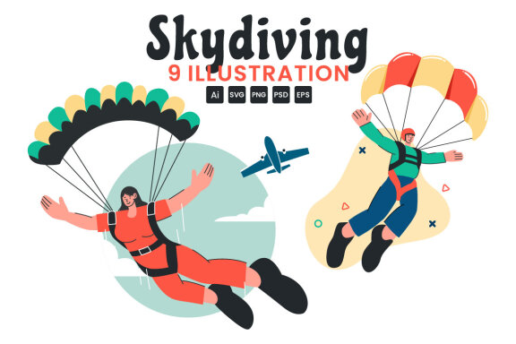 9 Skydiving Sport Illustration