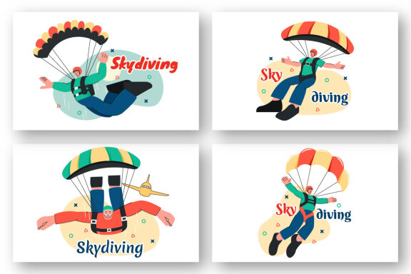 9 Skydiving Sport Illustration
