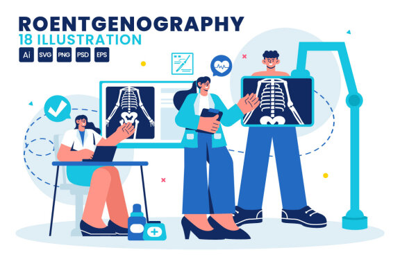 18 Roentgenography Vector Illustration