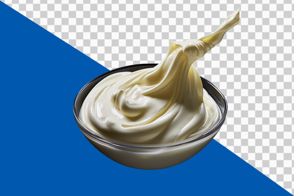 Creame milk in bowl on transparent background PNG image