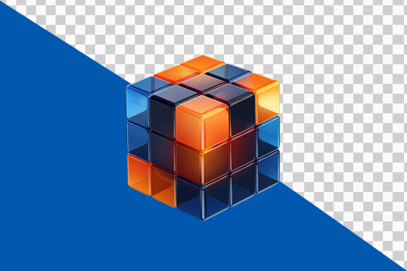Abstract 3d colorful cube on transparent background PNG image