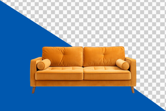 Leather sofa on transparent background PNG image