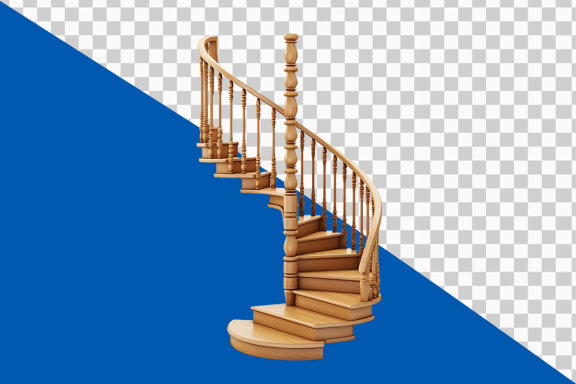 Wooden staircase on transparent background PNG image