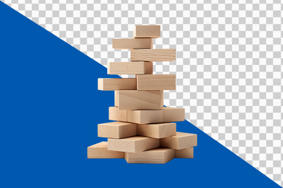 Stack of wooden blocks on transparent background PNG image