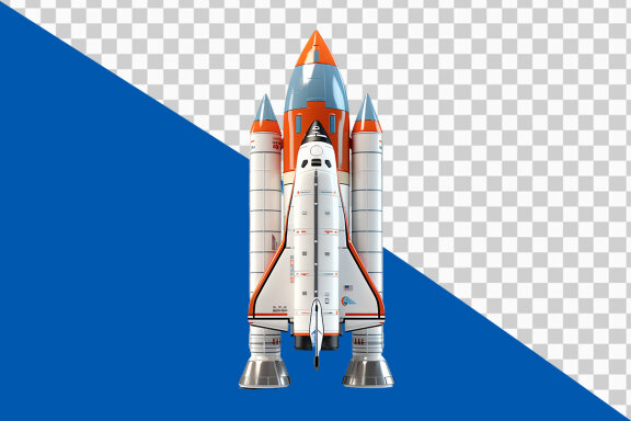 Rocket in space on transparent background PNG image