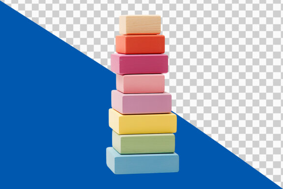 Stack of colorful blocks on transparent background PNG image