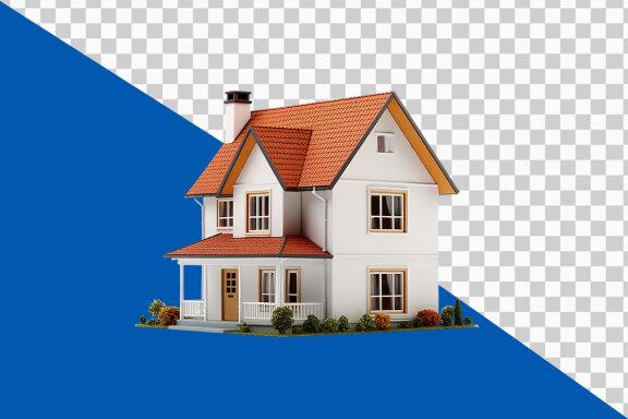 New house with roof on transparent background PNG image