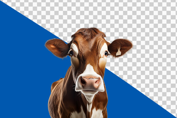 Cow with horns on transparent background PNG image